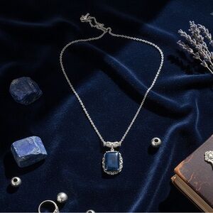 💙 Vivianite Solitaire Pendant Necklace (15.40 ctw) 💎